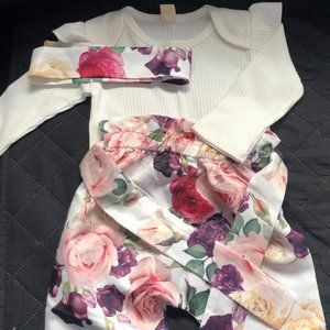 Baby Girl Rose Outfit with Matching Headband